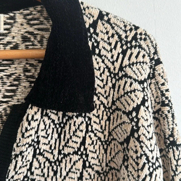 Vintage 90s Dia wool leaf print oversized chunky cardigan sweater size Large - Picture 4 of 12